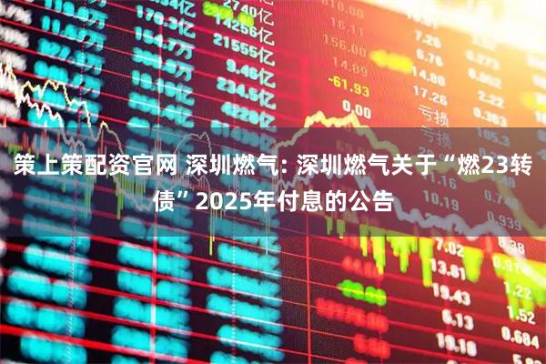 策上策配资官网 深圳燃气: 深圳燃气关于“燃23转债”2025年付息的公告