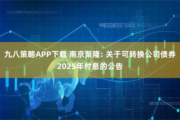 九八策略APP下载 南京聚隆: 关于可转换公司债券2025年付息的公告